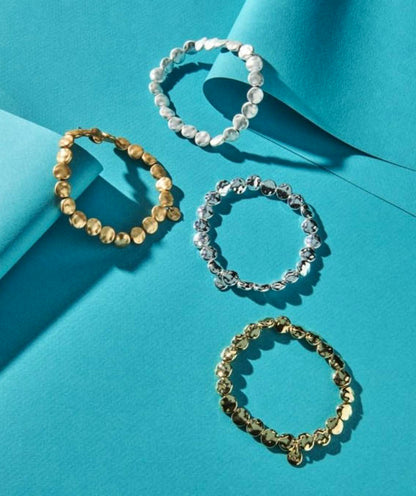 Biba Trend-Armbänder Dots Hammered Gold Silber Plattiert Gehämmert Dehnbar
