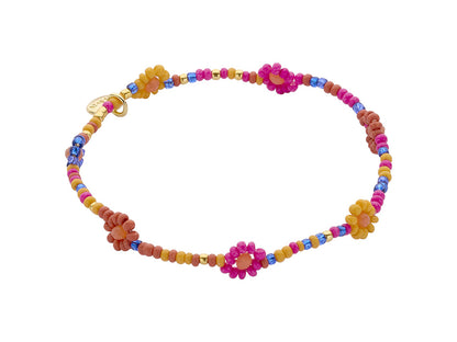 Biba Armband Perlenblüten Blumen Miyuki Perlen Bunt Orange Pink Dehnbar Stacking-Look