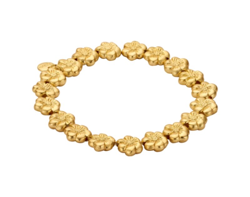 Biba Armband Blumen-Motive Gold Plattiert Dehnbar Nickelfrei Logoanhänger
