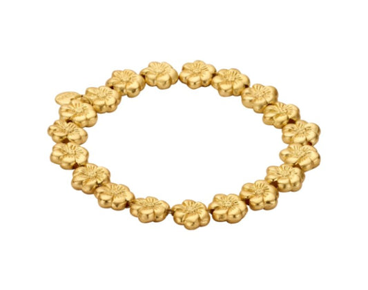 Biba Armband Blumen-Motive Gold Plattiert Dehnbar Nickelfrei Logoanhänger
