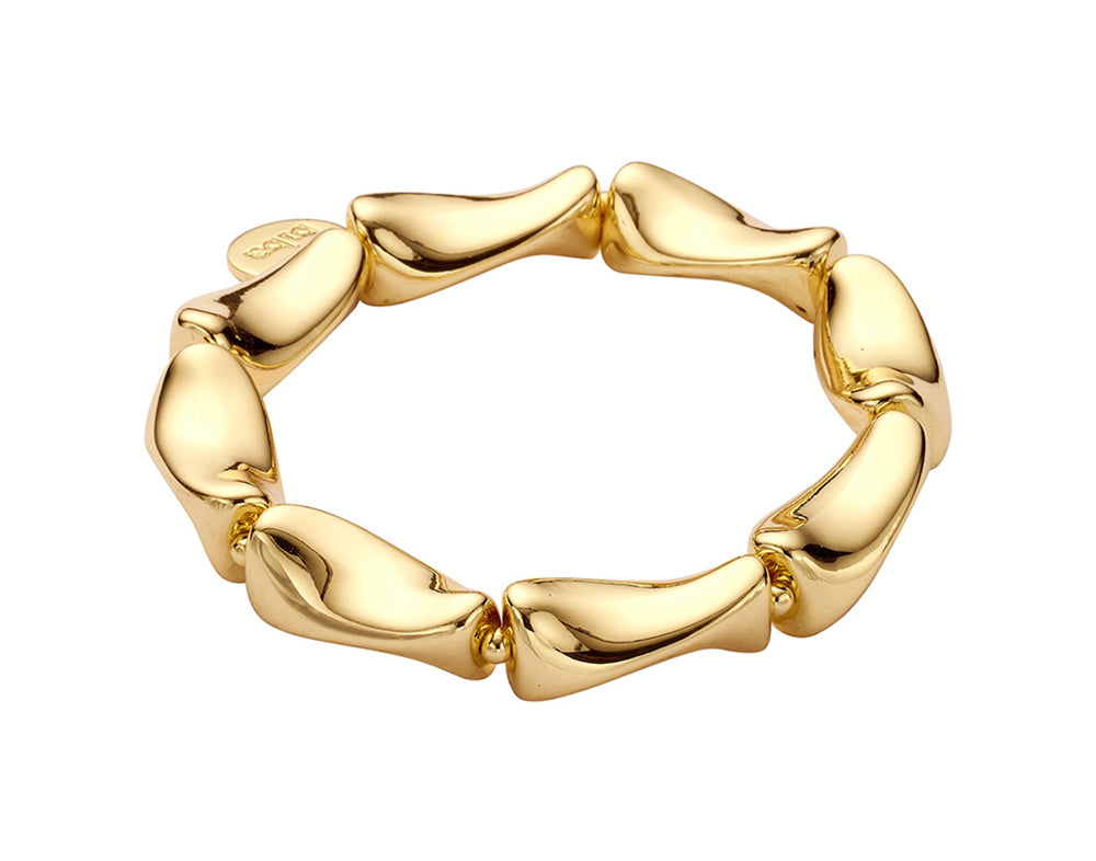 Biba Trend-Armband Gold Plattiert 11 mm Dehnbar Länglich Geschwungene Elemente