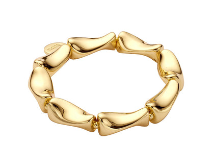 Biba Trend-Armband Gold Plattiert 11 mm Dehnbar Länglich Geschwungene Elemente