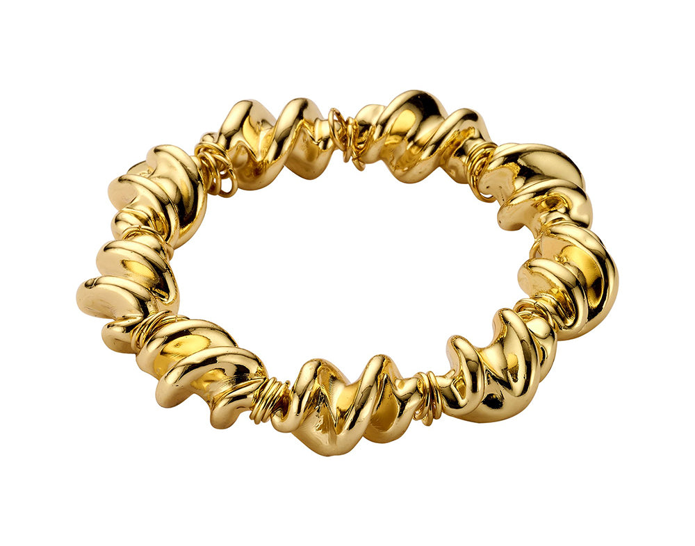 Biba Trend-Armband Gold Plattiert 15 mm Dehnbar Gedrehte Elemente Organic Shape