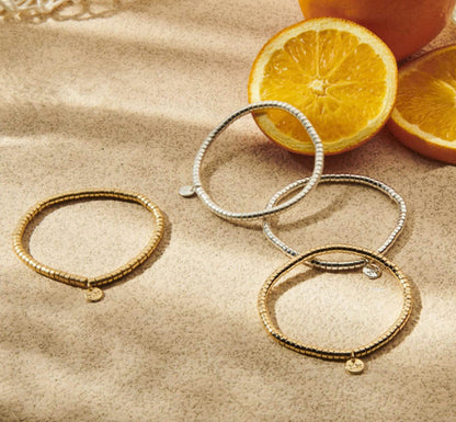 Biba Armbänder Gold Silber Plattiert Flat Dehnbar Stacking Beads