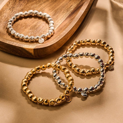 Biba Trend-Armband Herz-Motive 8 mm Gold Silber Plattiert Nickelfrei Dehnbar
