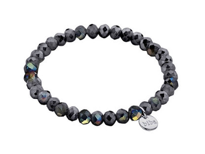 Biba Armband Kristallperlen Facettiert 6 mm Anthrazit Dehnbar Stacking-Look