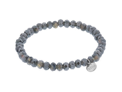 Biba Armband Kristallperlen Facettiert 6 mm Grau Anthrazit Dehnbar