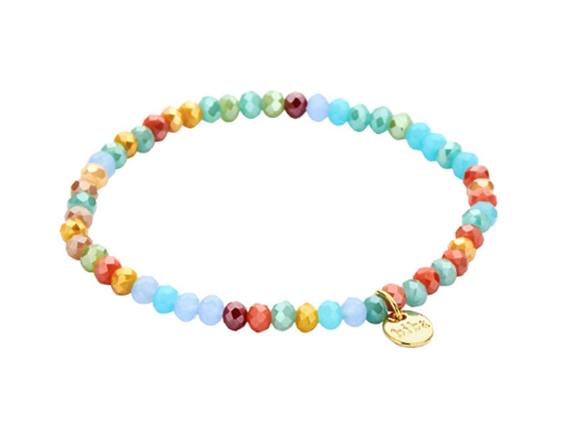 Biba Armband Kristallperlen Facettiert 4 mm Aqua Mix Stacking Beads Dehnbar
