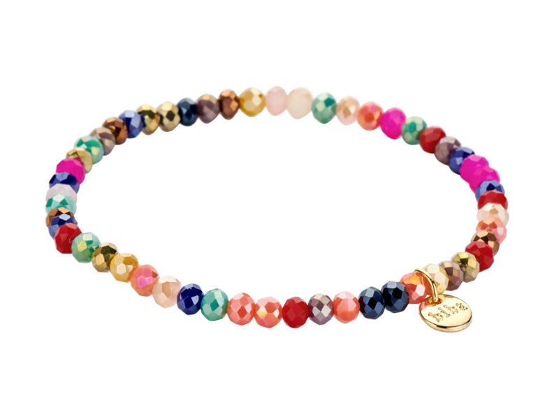 Biba Armband Kristallperlen Facettiert 4 mm Multicolor Stacking Beads Dehnbar
