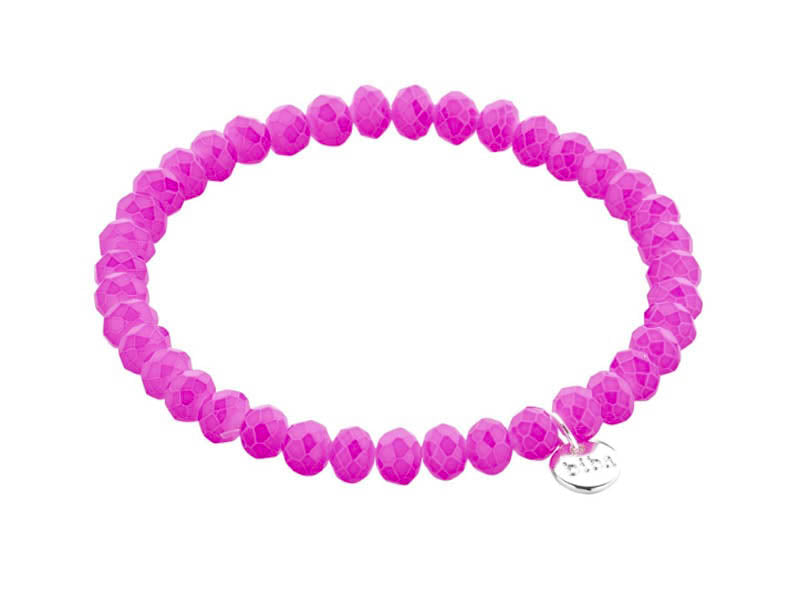 Biba Armband Kristallperlen Facettiert 6 mm Neon Pink Stacking Beads Dehnbar
