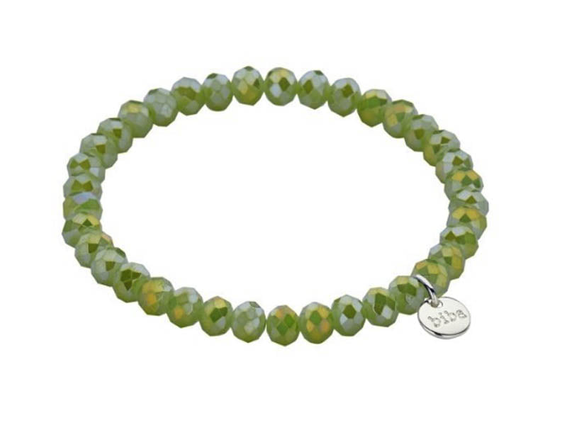 Biba Armband Kristallperlen Facettiert 6 mm Oliv Stacking Beads Dehnbar