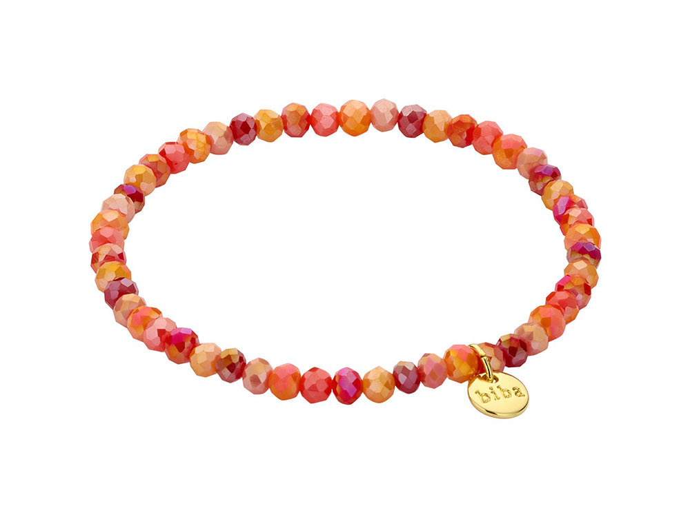 Biba Armband Kristallperlen Facettiert 4 mm Orange Mix Stacking Beads Dehnbar