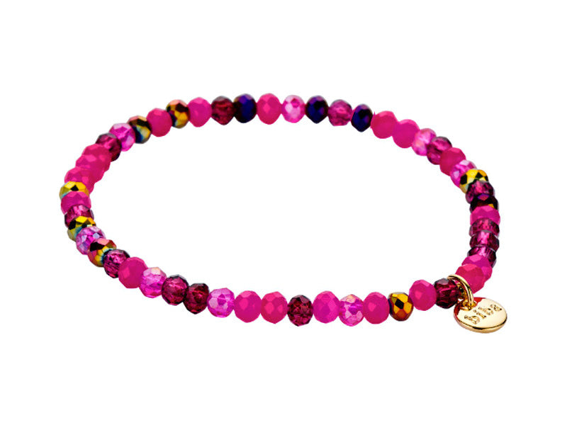 Biba Armband Kristallperlen Facettiert 4 mm Pink Mix Stacking Beads Dehnbar