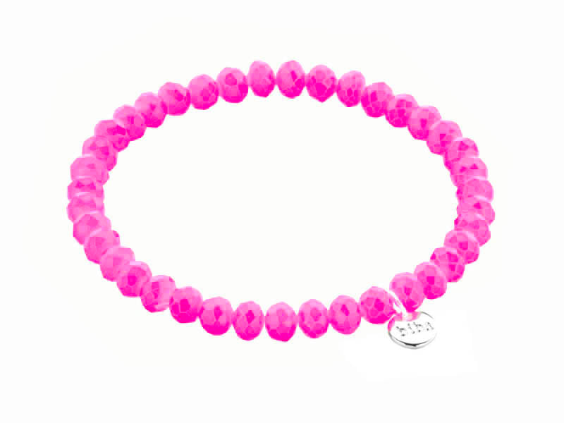 Biba Armband Kristallperlen Facettiert 6 mm Pink Stacking Beads Dehnbar
