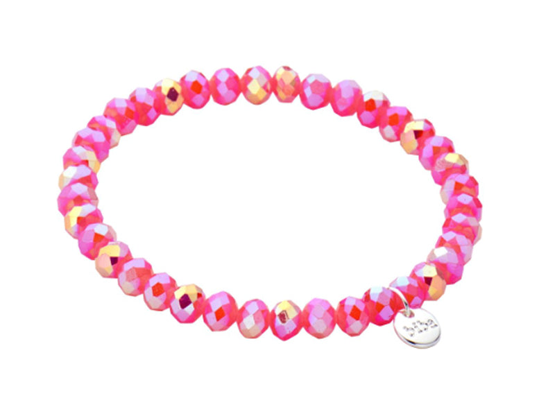 Biba Armband Kristallperlen Facettiert 6 mm Rosa Pink Stacking Beads Dehnbar
