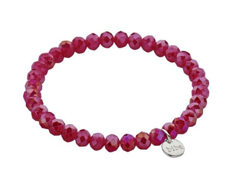 Biba Armband Kristallperlen Facettiert 6 mm Rot Stacking Beads Dehnbar
