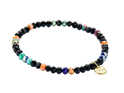 Biba Armband Kristallperlen Facettiert 4 mm Schwarz Bunt Stacking Beads Dehnbar

