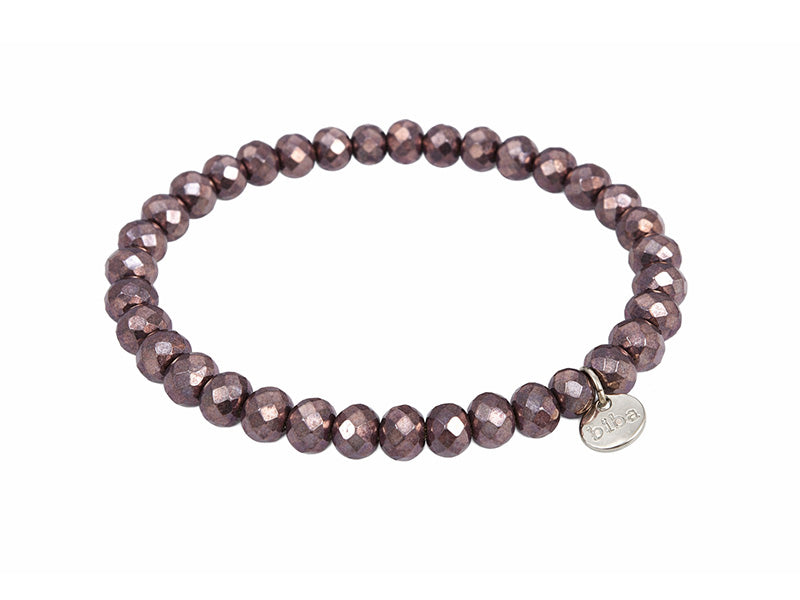 Biba Armband Kristallperlen Facettiert 6 mm Taupe Dehnbar Stacking-Look