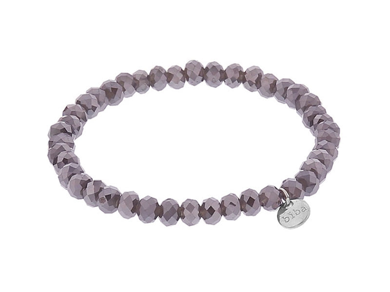 Biba Armband Kristallperlen Facettiert 6 mm Taupe Dehnbar 