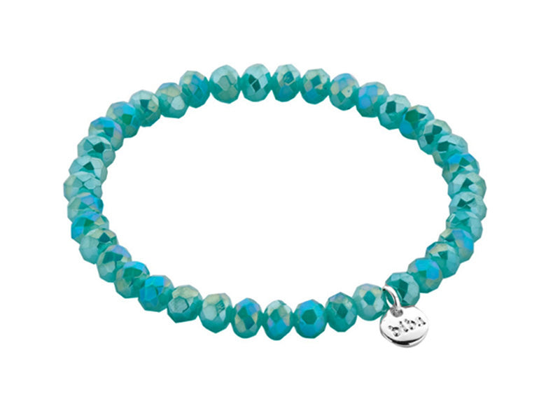 Biba Armband Kristallperlen Facettiert 6 mm Grün Türkis Stacking Beads Dehnbar