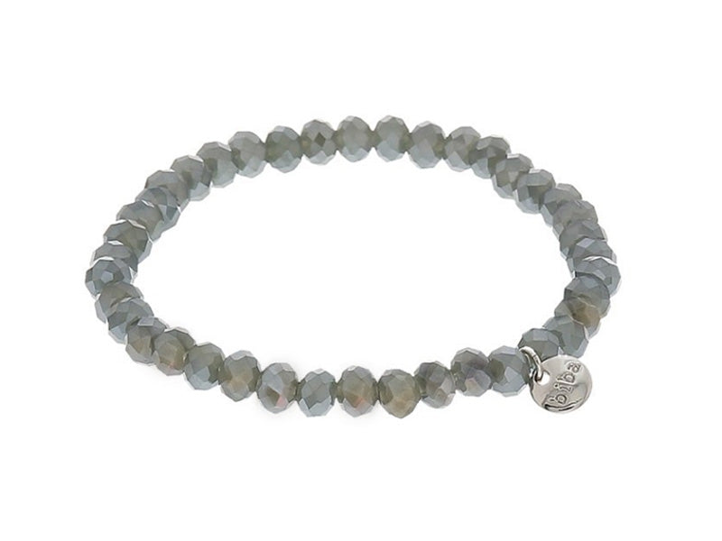Biba Armband Kristallperlen Facettiert 6 mm Grau Dehnbar