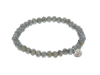 Biba Armband Kristallperlen Facettiert 6 mm Grau Dehnbar