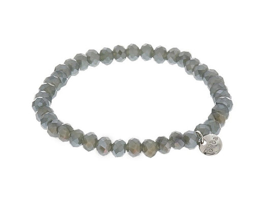 Biba Armband Kristallperlen Facettiert 6 mm Grau Dehnbar