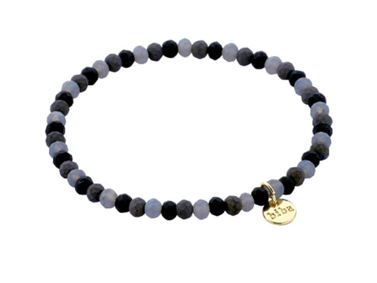 Biba Armband Kristallperlen 4 mm Grau-Mix Dehnbar
