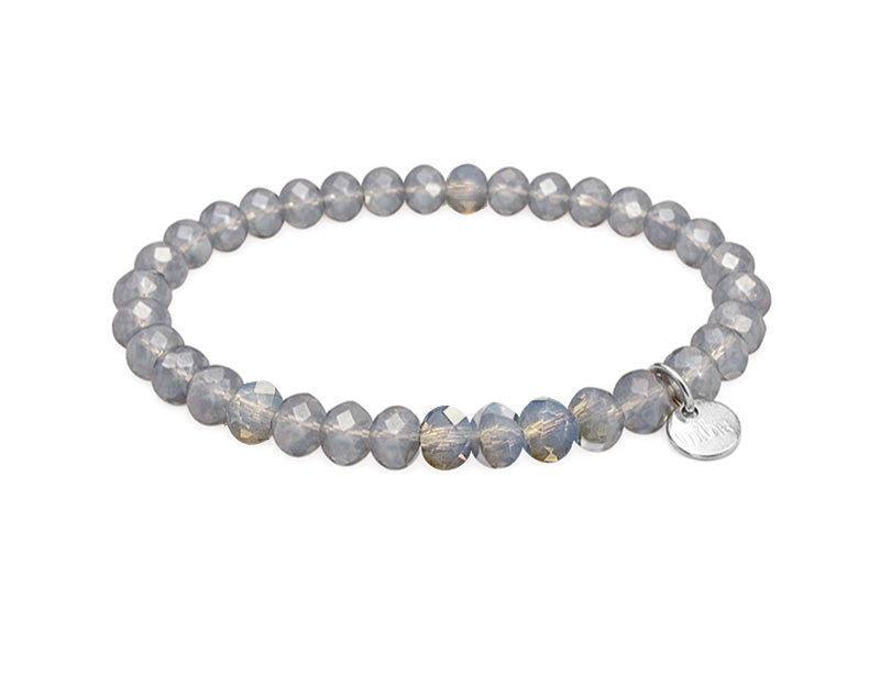 Biba Armband Kristallperlen Facettiert 6 mm Grautöne Dehnbar