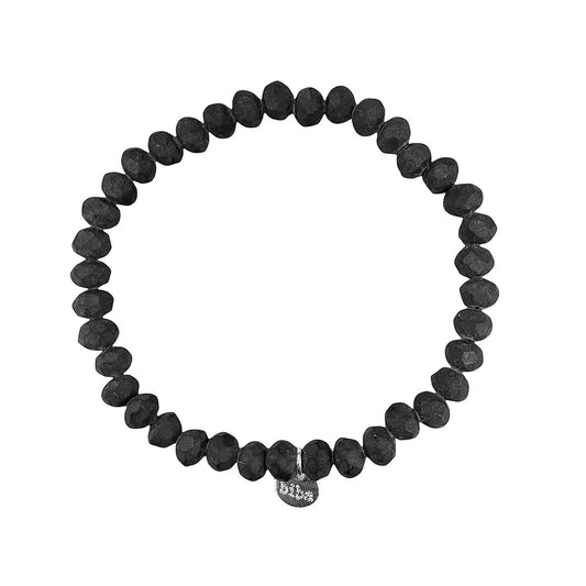 Biba Armband Kristallperlen Facettiert Schwarz Matt 6 mm Dehnbar