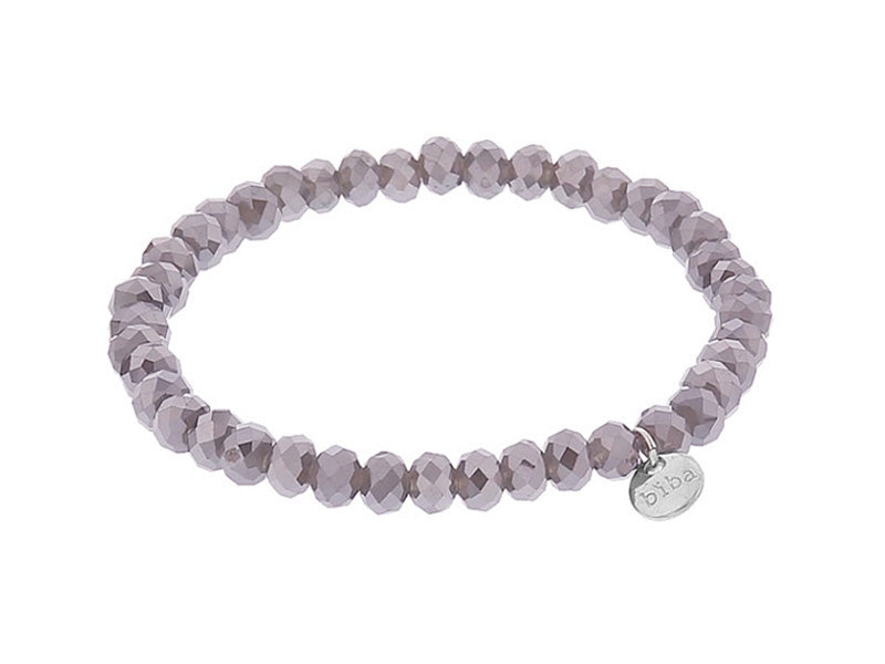Biba Armband Kristallperlen Facettiert 6 mm Taupe Dehnbar