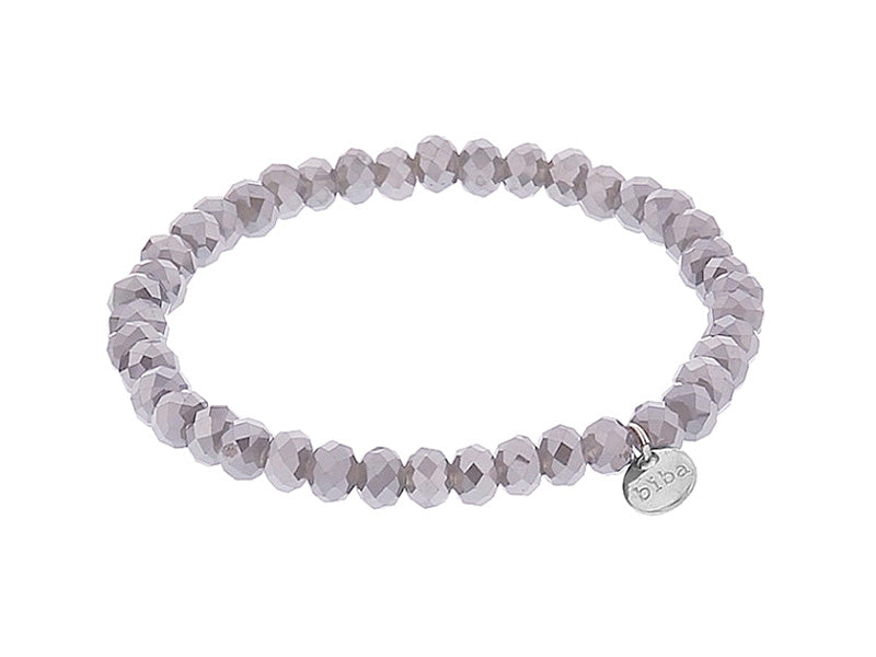 Biba Armband Kristallperlen Facettiert 6 mm Grau Taupe Dehnbar