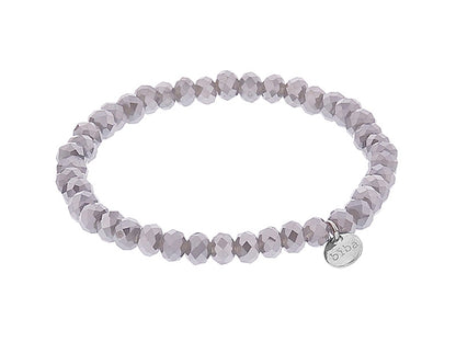 Biba Armband Kristallperlen Facettiert 6 mm Grau Taupe Dehnbar