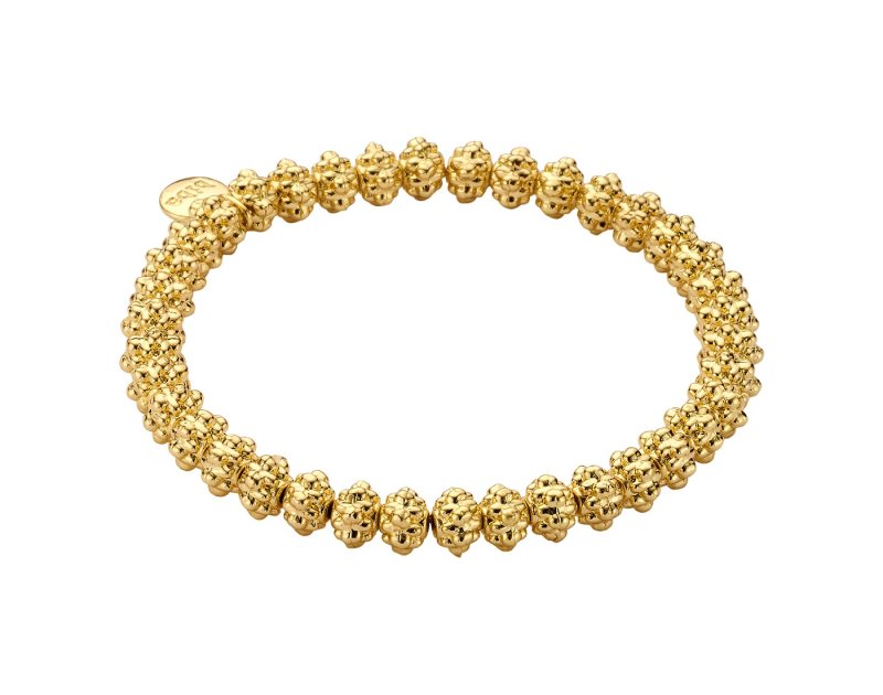 Biba Armband Kugel Nuggets Gold Plattiert 7 mm Dehnbar Nickelfrei Logoanhänger
