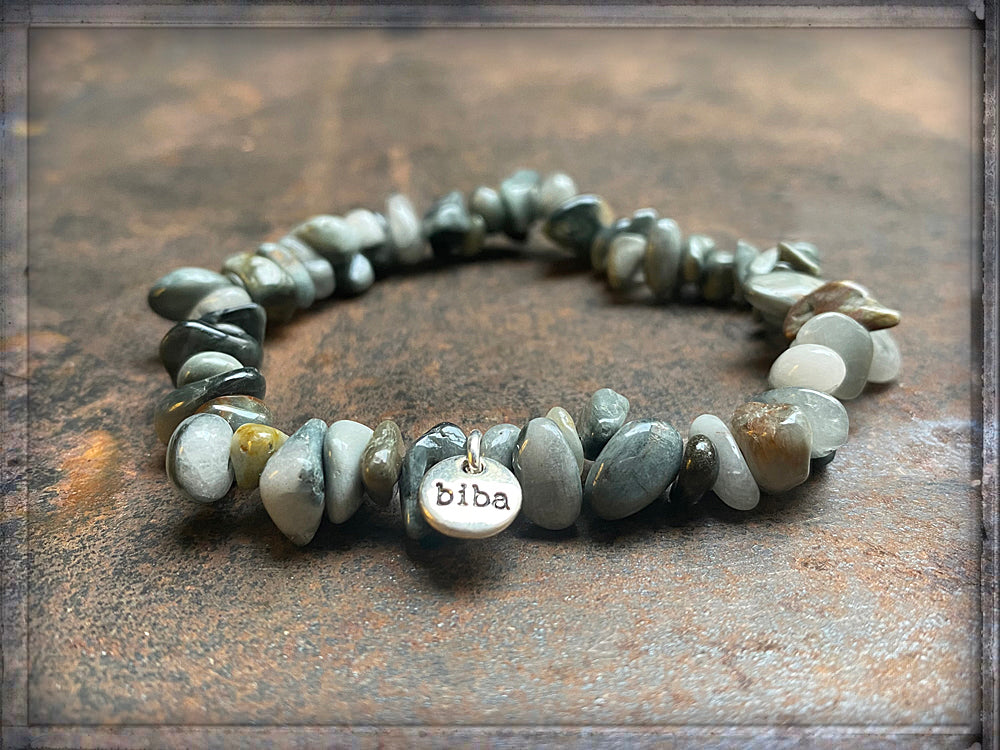 Biba Armband Naturstein Nuggets  Labradorit Dehnbar