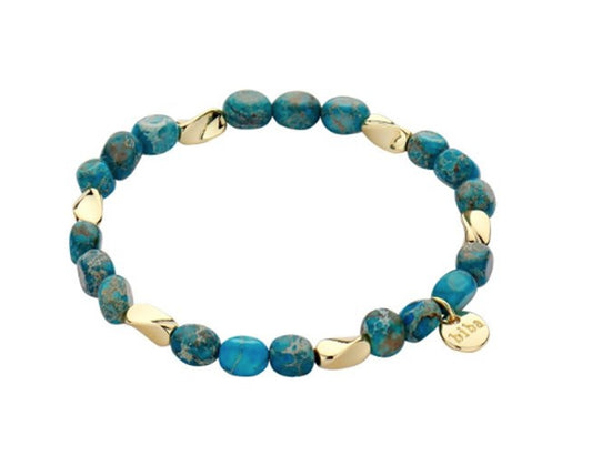 Biba Armband Naturstein Türkis Vergoldet Stacking Beads Dehnbar
