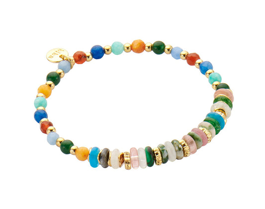 Biba Armband Natursteine Multicolor Vergoldet Dehnbar
