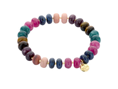 Biba Armband Natursteine Multicolor Miyuki-Perlen Vergoldet Dehnbar