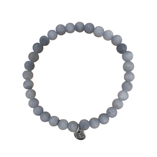 Biba Armband Natursteine Matt Grau 6  mm Dehnbar
