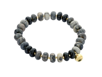 Biba Armband Natursteine Miyuki Beads Grau-Mix Dehnbar
