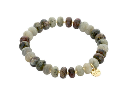 Biba Armband Natursteine Miyuki Beads Hellgrau Dehnbar