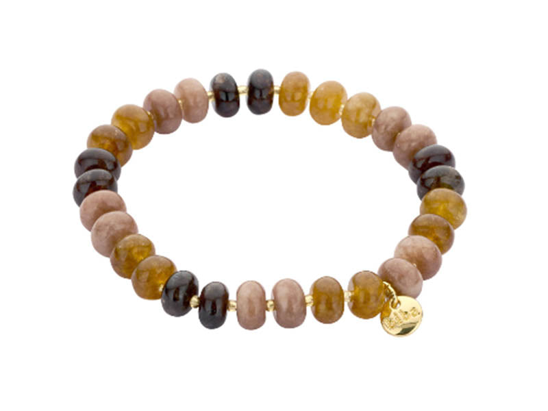 Biba Armband Natursteine Miyuki-Perlen Vergoldet Dehnbar