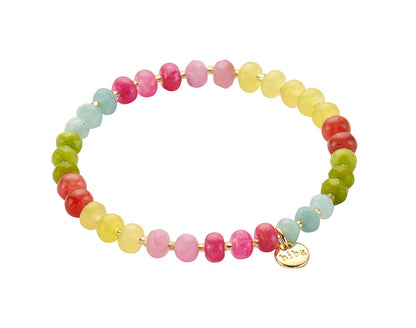 Biba Armband Natursteine Multicolor 6 mm Vergoldet Dehnbar
