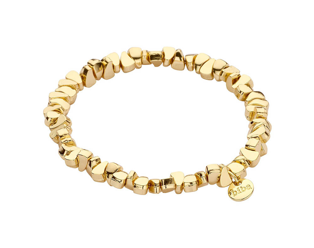 Biba Armband Nuggets Gold Plattiert Dehnbar Stacking-Look