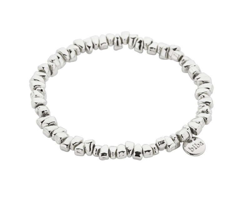 Biba Armband Nuggets Silber Plattiert 5 mm Dehnbar Stacking-Look