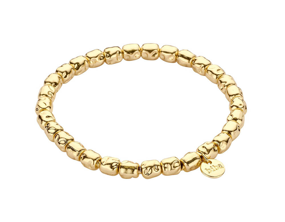 Biba Armband Nuggets Oval Gold Plattiert Dehnbar Stacking-Look