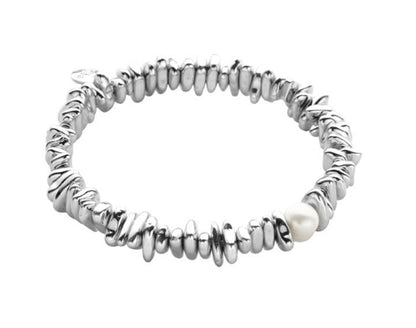 Biba Armband Nuggets Süsswasserperle Versilbert Stacking Beads Dehnbar