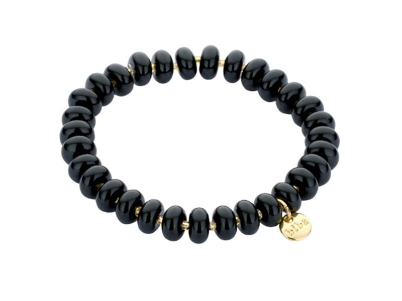 Biba Armband Onyx Miyuki-Perlen Vergoldet Dehnbar