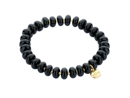 Biba Armband Onyx Miyuki-Perlen Vergoldet Dehnbar