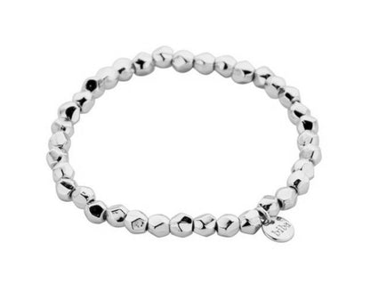 Biba Armband Perlen Facettiert Silber Plattiert Dehnbar Stacking-Look